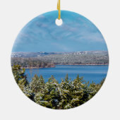 Schneedecke am Tafelrocksee Keramik Ornament (Hinten)