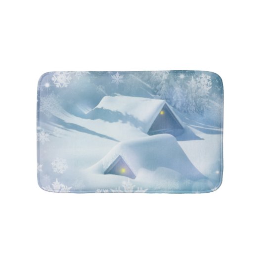 Schneedecke in einem Wald Badematte (Vorderseite)