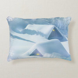 Schneedecke in einem Wald Dekokissen