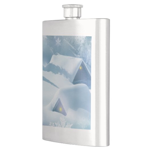 Schneedecke in einem Wald Flachmann (Links)