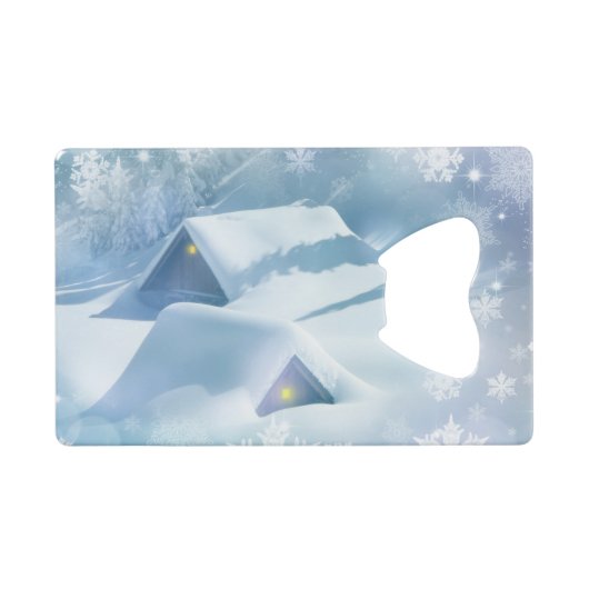 Schneedecke in einem Wald Geldbeutel Flaschenöffner (Vorderseite (Horizontal))