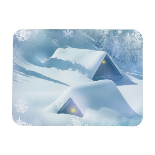 Schneedecke in einem Wald Magnet (Horizontal)