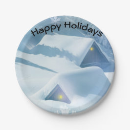 Schneedecke in einem Wald Pappteller