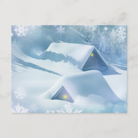 Schneedecke in einem Wald Postkarte (Vorderseite)