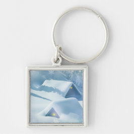 Schneedecke in einem Wald Schlüsselanhänger