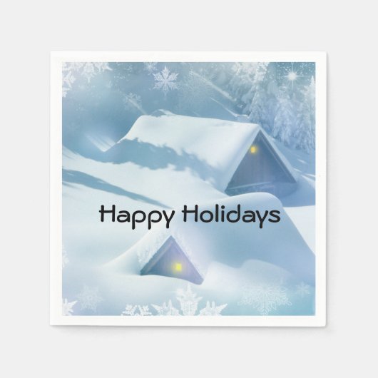 Schneedecke in einem Wald Serviette (Vorderseite)