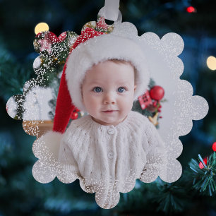 Schneedecke mit einem Foto Rot Frohe Weihnachten Ornament Karte