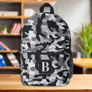 Schneedecke Personalisiert Modernes Monogramm Camo Bedruckter Rucksack
