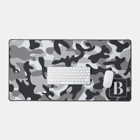 Schneedecke Personalisiert Modernes Monogramm Camo Schreibtischunterlage (Tastatur & Maus)