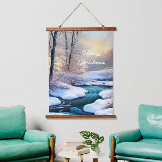Schneedecke Wandteppich Mit Holzrahmen (Wohnzimmer)