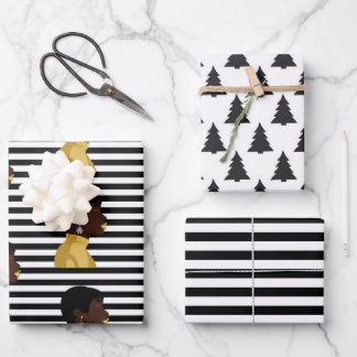 Schneedeckenpapier mit flachen Blättern Geschenkpapier Set