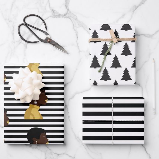 Schneedeckenpapier mit flachen Blättern Geschenkpapier Set (Vorderseite)