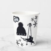 Schneedesigns verschiedener Gegenstände Pappbecher (Rückseite)