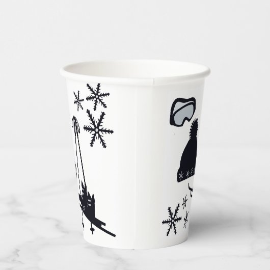 Schneedesigns verschiedener Gegenstände Pappbecher (Rechts)