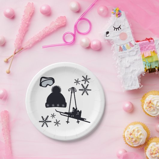 Schneedesigns verschiedener Gegenstände Pappteller (Party)