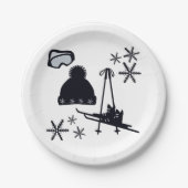 Schneedesigns verschiedener Gegenstände Pappteller (Vorderseite)