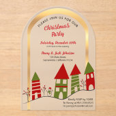 Schneedorf zu Weihnachten mattiert Acryleinladungen (Vorderseite)