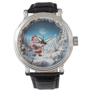 Schneedorfgruß von Santa Armbanduhr