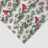 Schneee Roter Kardinal Immergrün Winter Seidenpapier (Ausschnitt)