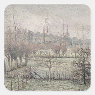 Schneeeffekt in Eragny, 1894 Quadratischer Aufkleber