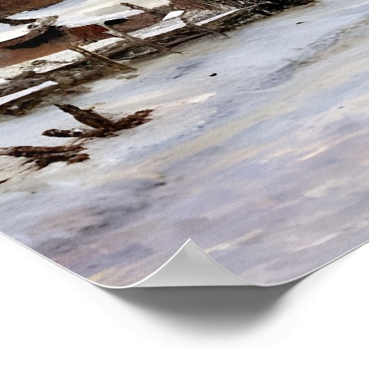 Schneeeffekt mit Sonneneinstellung Poster (Ecke)