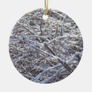 Schneeeiszweige im Winter Keramik Ornament