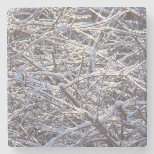 Schneeeiszweige im Winter Steinuntersetzer (Vorderseite)