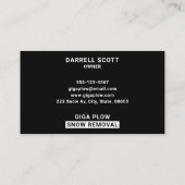Schneeentfernungsfett Typografie schwarz Visitenkarte (Rückseite)