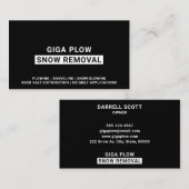 Schneeentfernungsfett Typografie schwarz Visitenkarte (Vorne/Hinten)