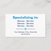 Schneeentfernungskarte mit doppelseitiger Visitenk Visitenkarte (Rückseite)