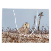 Schneeeule am Strand Große Geschenktüte (Rückseite)