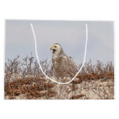 Schneeeule am Strand Große Geschenktüte (Rückseite)