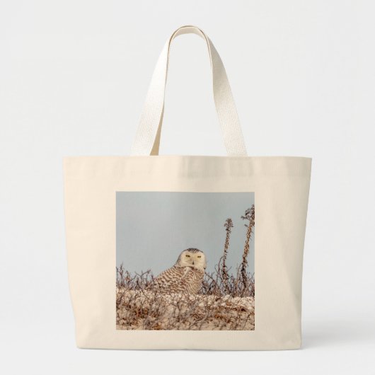Schneeeule am Strand Jumbo Stoffbeutel (Vorne)