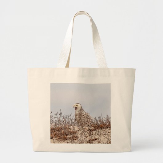 Schneeeule am Strand Jumbo Stoffbeutel (Vorne)