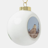 Schneeeule am Strand Keramik Kugel-Ornament (Links)