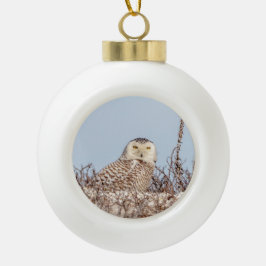 Schneeeule am Strand Keramik Kugel-Ornament