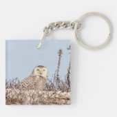 Schneeeule am Strand Schlüsselanhänger (Rückseite)