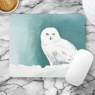 Schneeeule Arktischer Winterhimmel Schnee Türkis Mousepad