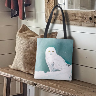 Schneeeule Arktischer Winterhimmel Schnee Türkis Tasche