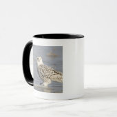 Schneeeule auf Eis stehend, ein Schwanz Tasse (Vorderseite Links)