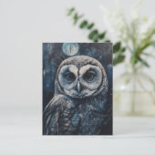 Schneeeule bei Vollmond im Winter Postkarte (Stehend Vorderseite)