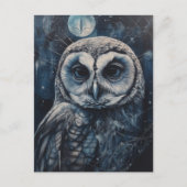 Schneeeule bei Vollmond im Winter Postkarte (Vorderseite)