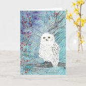 Schneeeule - Blankokarte für Winterferien Karte (Gelbe Blume)