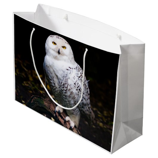 Schneeeule Große Geschenktüte (Rückseite Schrägansicht)