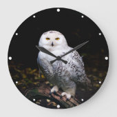 Schneeeule Große Wanduhr (Vorderseite)