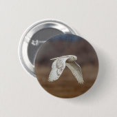 Schneeeule im Flug Button (Vorne & Hinten)