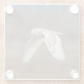 Schneeeule im Flug Glasuntersetzer (Rückseite)