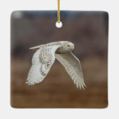 Schneeeule im Flug Keramikornament (Rückseite)