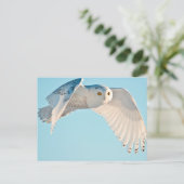 Schneeeule im Flug Postkarte (Stehend Vorderseite)