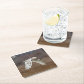 Schneeeule im Flug Rechteckiger Pappuntersetzer (Vor Ort)